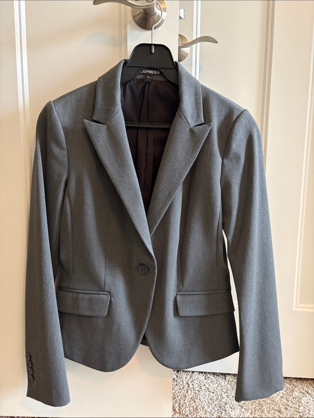Express Gray Single-Button Tailored Blazer